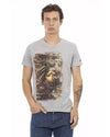 Short Sleeve V-Neck T-shirt with Front Print L Men