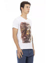 Short Sleeve V-Neck T-Shirt with Front Print L Men