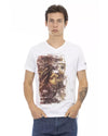 Short Sleeve V-Neck T-Shirt with Front Print M Men