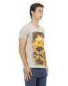 Short Sleeve V-neck T-shirt with Front Print L Men