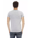 Short Sleeve T-shirt with V-neck and Print L Men