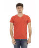 Short Sleeve T-shirt with V-neck and Chest Print XL Men