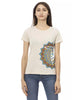 Short Sleeve T-shirt with Round Neck and Front Print L Women