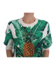 DOLCE &amp; GABBANA Enchanted Sicily Short Sleeve Sweater with Sequined Pineapple Embroidery 38 IT Women