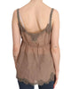 Brown Lace Spaghetti Strap Plunging Top Blouse 44 IT Women