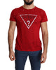 100% Authentic Red Cotton Stretch T-Shirt with Round Neck and Short Sleeves L Men