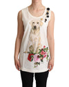 Dog and Floral Print Tank T-shirt by Dolce &amp; Gabbana 38 IT Women