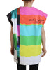 Dolce &amp; Gabbana Sleeveless Blouse with Multicolor TV Print 36 IT Women