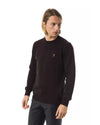 Embroidered Crew Neck Sweater in Extrafine Wool Merinos Fabric S Men