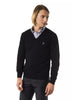 Embroidered V-neck Sweater in Extrafine Wool Merinos S Men