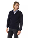 Embroidered V-neck Sweater in Extrafine Merino Wool S Men