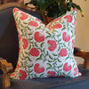 Kolka Pomegranate Soft Cotton Voile Decorative Hand Block-Printed Cushion - Ruby