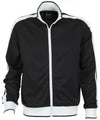 Identitee Mens Varsity Track Top Jacket Tracksuit Warm Winter Jumper Long Sleeve - Black/White - 3XL