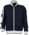 Identitee Mens Varsity Track Top Jacket Tracksuit Warm Winter Jumper Long Sleeve - Navy/White - 3XL