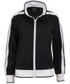 Identitee Ladies Track Top Jacket Tracksuit Warm Winter Full Zip Varsity Jumper - Black/White - L (14-16)