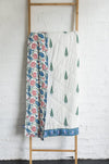 Kolka Kumudani Quilt 100% Cotton Lotus and Pines Print - Queen Size