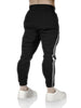 Mens Fleece Skinny Track Pants Jogger Gym Casual Sweat Trackies Warm Trousers - Black/White Stripe - L