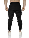 Mens Fleece Skinny Track Pants Jogger Gym Casual Sweat Trackies Warm Trousers - Black/White Stripe - L