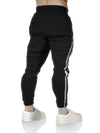 Mens Fleece Skinny Track Pants Jogger Gym Casual Sweat Trackies Warm Trousers - Black/White Stripe - M