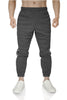 Mens Fleece Skinny Track Pants Jogger Gym Casual Sweat Trackies Warm Trousers - Charcoal Marle/White Stripe - M