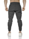 Mens Fleece Skinny Track Pants Jogger Gym Casual Sweat Trackies Warm Trousers - Charcoal Marle/White Stripe - M