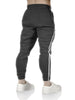 Mens Fleece Skinny Track Pants Jogger Gym Casual Sweat Trackies Warm Trousers - Charcoal Marle/White Stripe - XXL