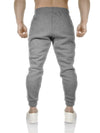 Mens Fleece Skinny Track Pants Jogger Gym Casual Sweat Trackies Warm Trousers - Grey Marle/White Stripe - L