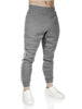 Mens Fleece Skinny Track Pants Jogger Gym Casual Sweat Trackies Warm Trousers - Grey Marle/White Stripe - XL