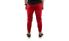 Mens Skinny Track Pants Joggers Trousers Gym Casual Sweat Cuffed Slim Trackies Fleece - Red - M