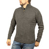 100% SHETLAND WOOL Half Zip Up Knit JUMPER Pullover Mens Sweater Knitted - Charcoal (29) - XL