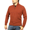 100% SHETLAND WOOL Half Zip Up Knit JUMPER Pullover Mens Sweater Knitted - Rust (54) - 4XL