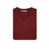 100% Shetland Wool V Neck Knit Jumper Pullover Mens Sweater Knitted - Burgundy (97) - S