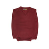 100% Shetland Wool V Neck Knit Jumper Pullover Mens Sweater Knitted - Burgundy (97) - XXL