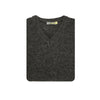 100% Shetland Wool V Neck Knit Jumper Pullover Mens Sweater Knitted - Charcoal (29) - 3XL