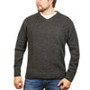 100% Shetland Wool V Neck Knit Jumper Pullover Mens Sweater Knitted - Charcoal (29) - 4XL