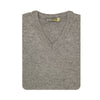 100% Shetland Wool V Neck Knit Jumper Pullover Mens Sweater Knitted - Grey (21) - L