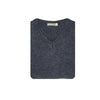 100% Shetland Wool V Neck Knit Jumper Pullover Mens Sweater Knitted - Navy (45) - XL