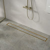 800mm Tile Insert Shower Bathroom Brushed Brass Grate Drain w/ Centre outlet Floor Waste