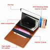 RFID Blocking Quality Leather Credit Card Holder Wallet With Pop Up Card Case