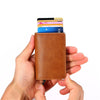 RFID Blocking Quality Leather Credit Card Holder Wallet With Pop Up Card Case