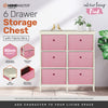 Home Master 6 Drawer Pine Wood Storage Chest Pink Fabric Baskets 70 x 80cm