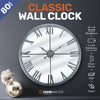 Home Master  Wall Clock Roman Numerals Stylish Mirror Face Metal Accents 80cm