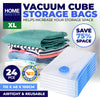 Home Master 24PCE Vacuum Storage Bags X-Large Re-Usable 110 x 100cm