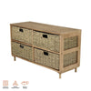 Home Master 4 Drawer Natural Seagrass Wooden Storage Chest Stylish 46cm